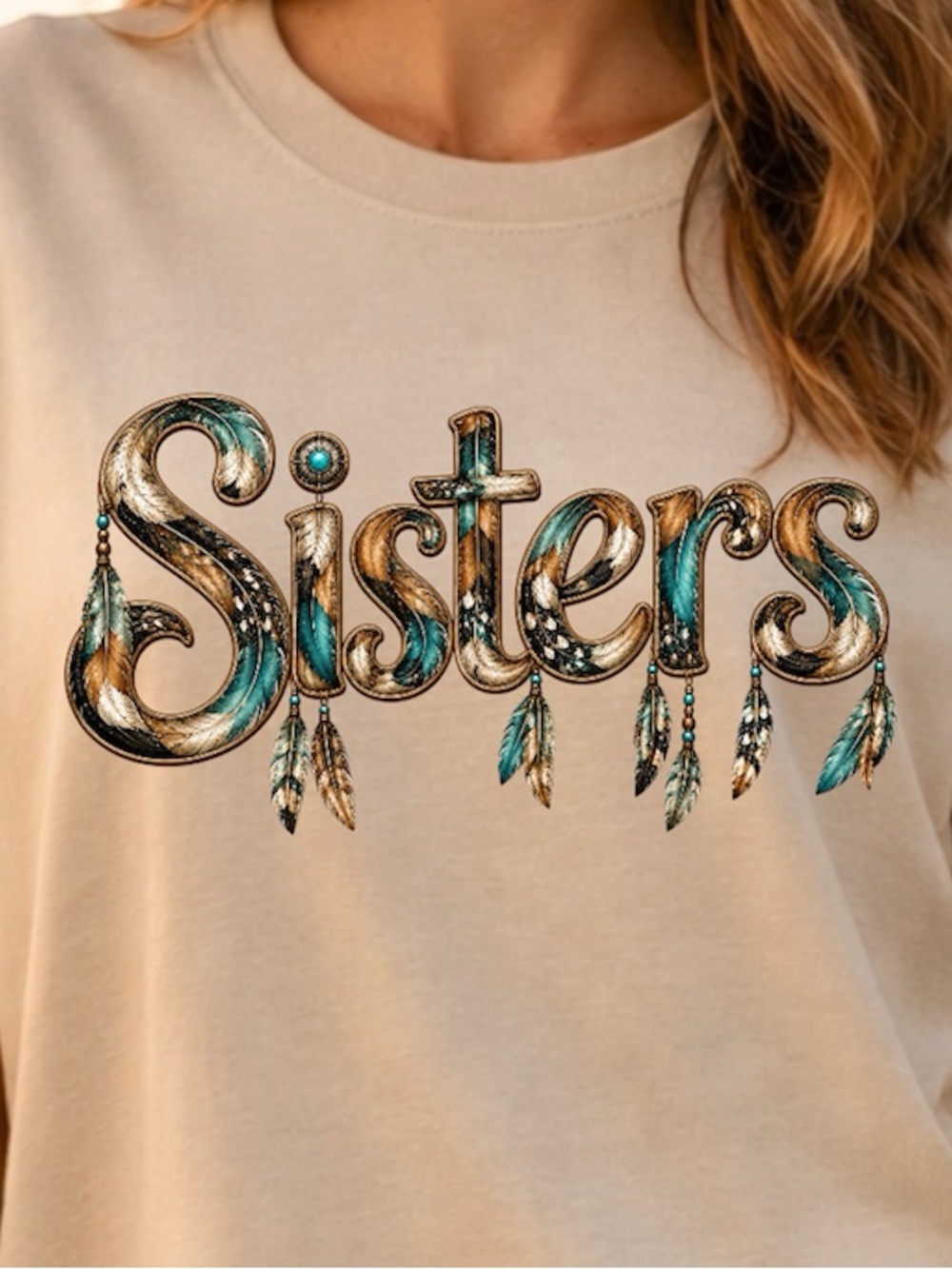 Sisters Feathers style Graphic Tee - Short Sleeve Women's Top S M L XL new